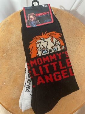 Chucky Doll Mommy’s Little Angel Adult Horror Socks Pair New with Tags
